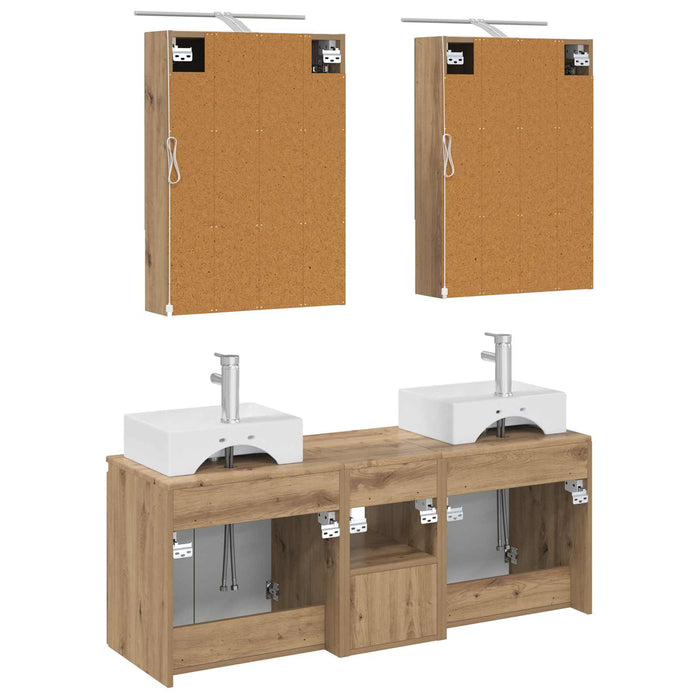 Set dulap baie 5 pcs Stejar Artizanal Lemn prelucrat WALTI