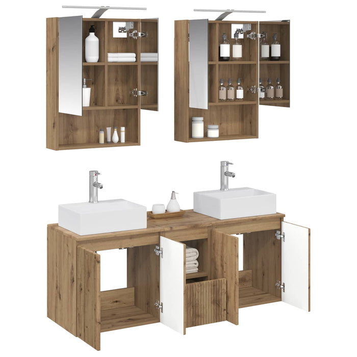Set dulap baie 5 pcs Stejar Artizanal Lemn prelucrat WALTI