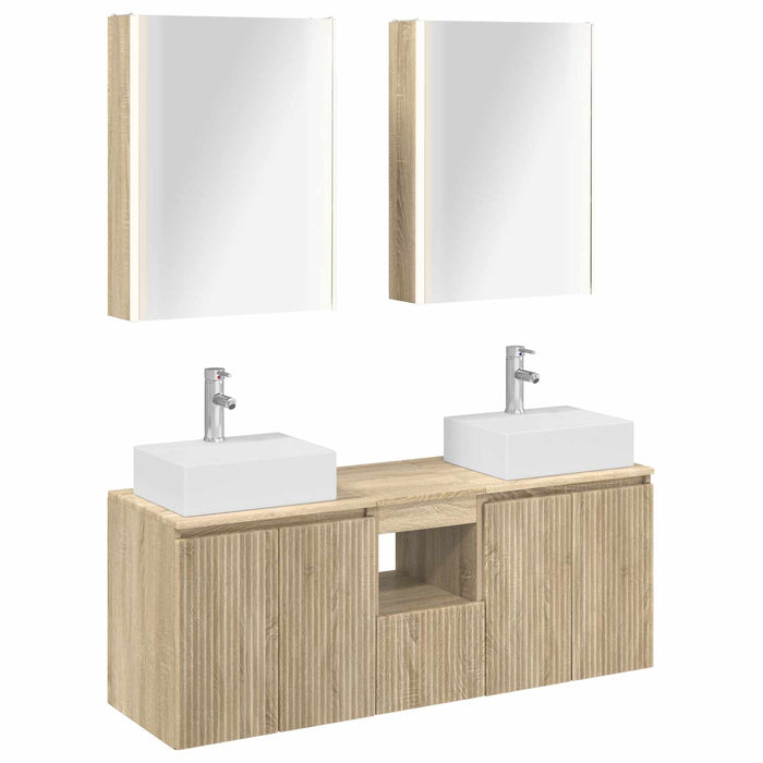 Set dulap baie 5 pcs Stejar Sonoma Lemn prelucrat WALTI