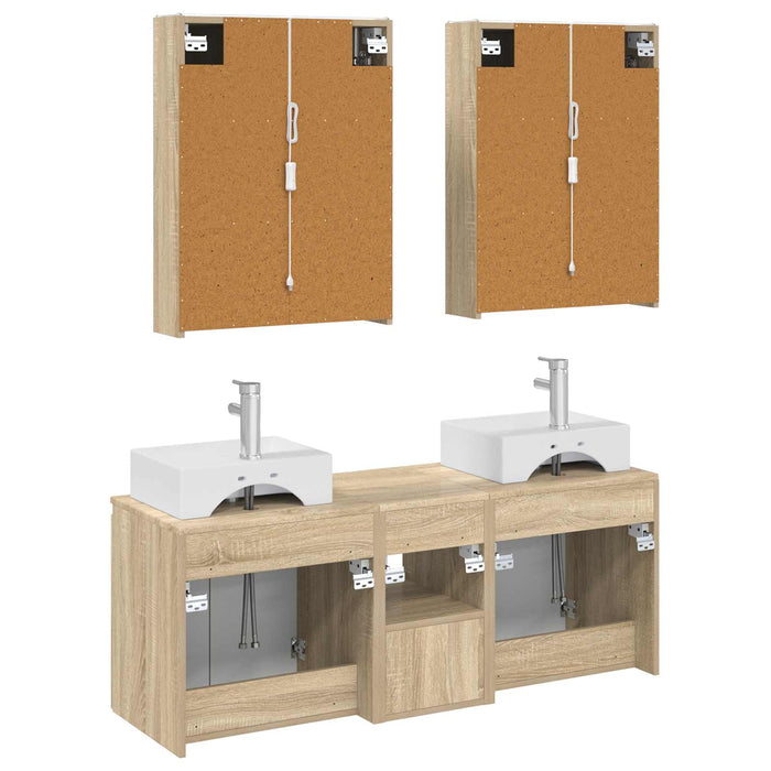 Set dulap baie 5 pcs Stejar Sonoma Lemn prelucrat WALTI
