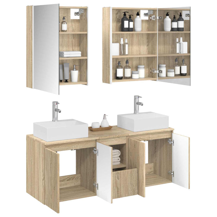 Set dulap baie 5 pcs Stejar Sonoma Lemn prelucrat WALTI