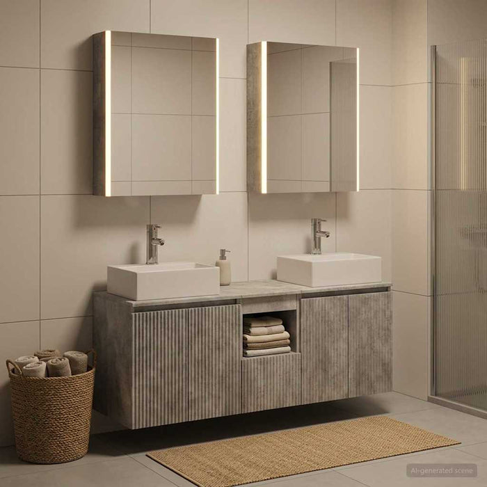 Set dulap baie 5 buc. Gri Beton Lemn prelucrat WALTI