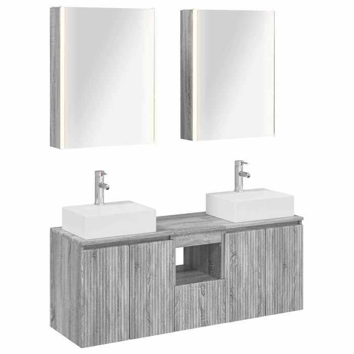 Set dulap baie 5 pcs Sonoma gri Lemn prelucrat WALTI