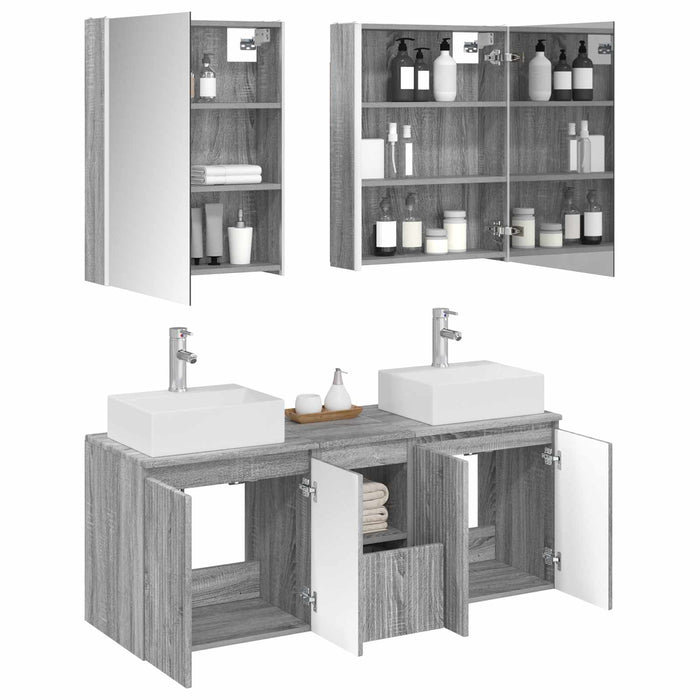 Set dulap baie 5 pcs Sonoma gri Lemn prelucrat WALTI