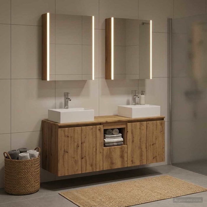 Set dulap baie 5 pcs Stejar Artizanal Lemn prelucrat WALTI