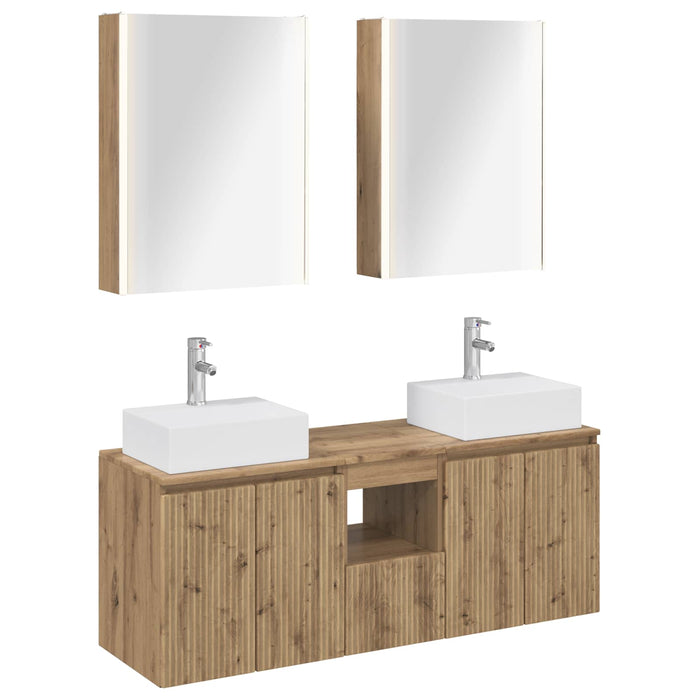 Set dulap baie 5 pcs Stejar Artizanal Lemn prelucrat WALTI