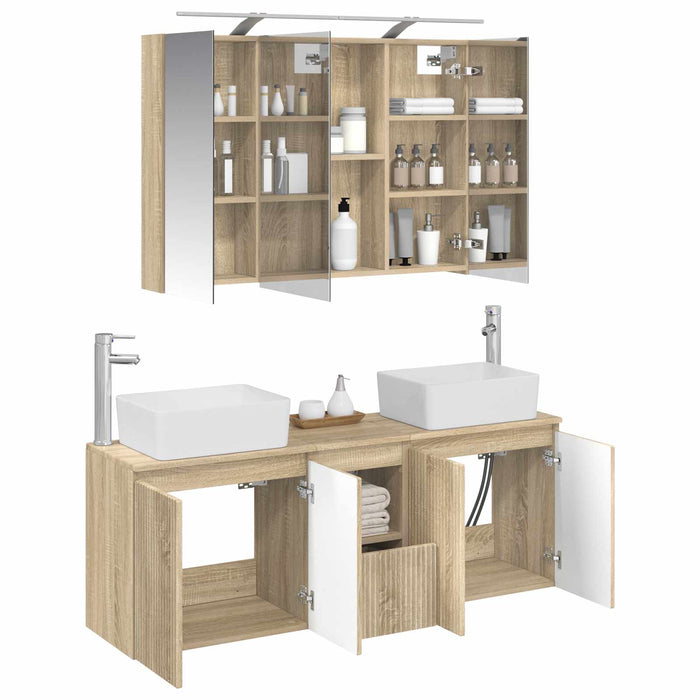 Set dulap baie 4 pcs Stejar Sonoma Lemn prelucrat WALTI