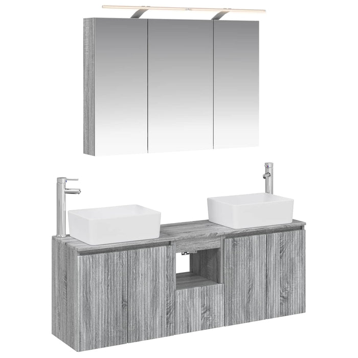 Set dulap baie 4 pcs Sonoma gri Lemn prelucrat WALTI