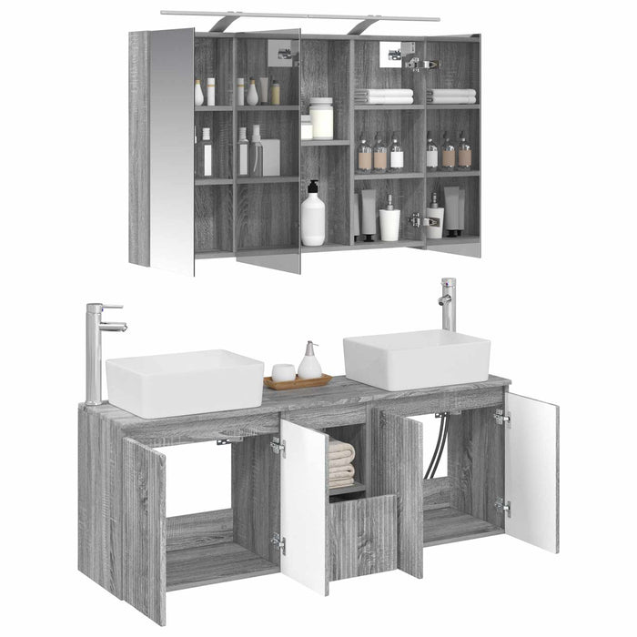 Set dulap baie 4 pcs Sonoma gri Lemn prelucrat WALTI
