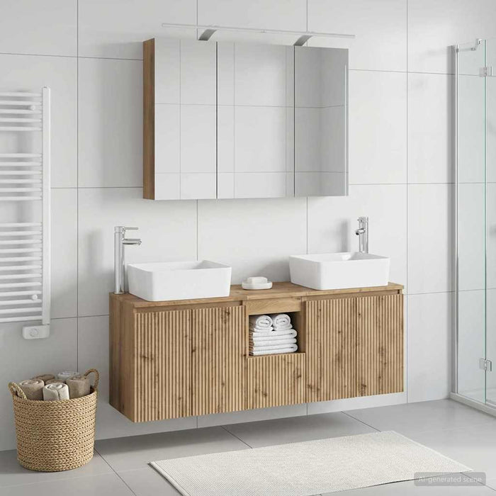 Set dulap baie 4 pcs Stejar Artizanal Lemn prelucrat WALTI