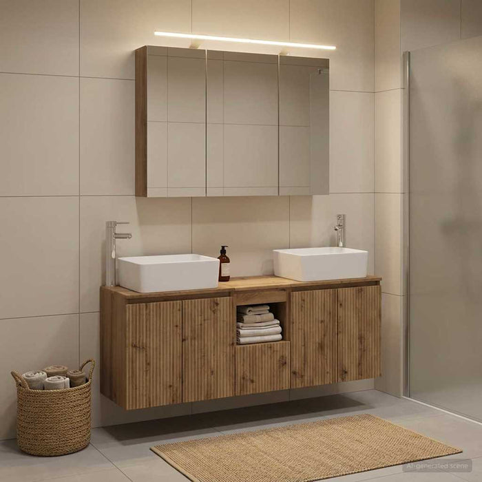 Set dulap baie 4 pcs Stejar Artizanal Lemn prelucrat WALTI
