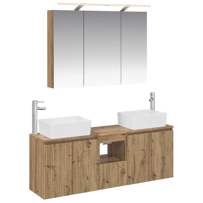 Set dulap baie 4 pcs Stejar Artizanal Lemn prelucrat WALTI