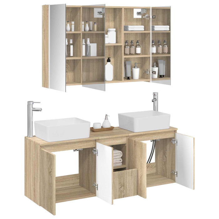 Set dulap baie 4 pcs Stejar Sonoma Lemn prelucrat WALTI
