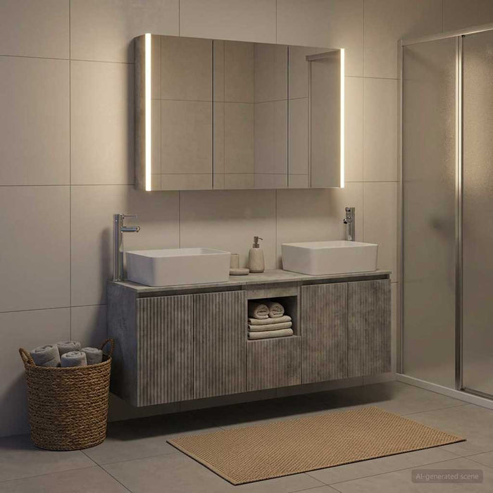 Set dulap baie 4 buc. Gri Beton Lemn prelucrat WALTI
