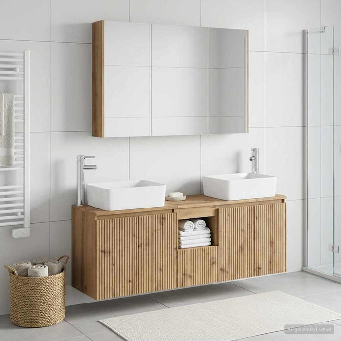 Set dulap baie 4 pcs Stejar Artizanal Lemn prelucrat WALTI