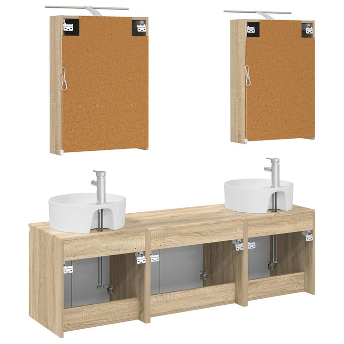 Set dulap baie 5 pcs Stejar Sonoma Lemn prelucrat WALTI