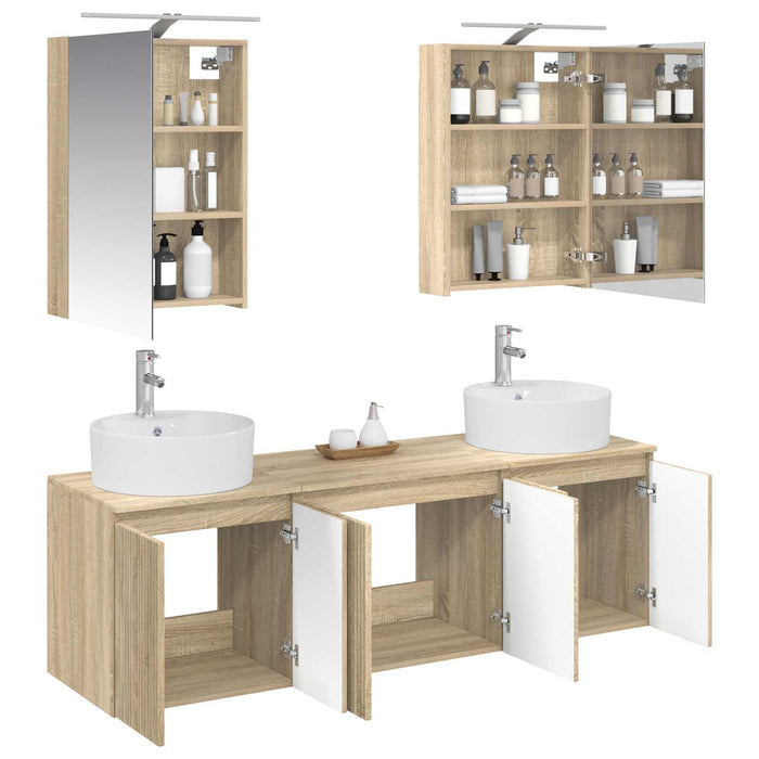 Set dulap baie 5 pcs Stejar Sonoma Lemn prelucrat WALTI
