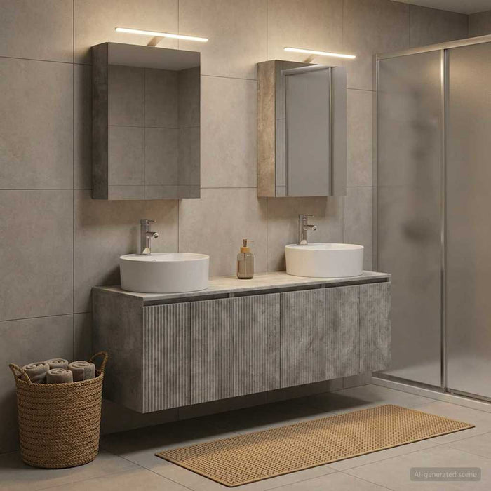 Set dulap baie 5 buc. Gri Beton Lemn prelucrat - WALTI WALTI