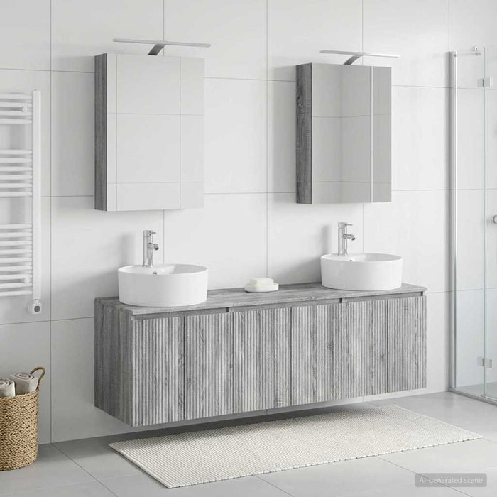 Set dulap baie 5 pcs Sonoma gri Lemn prelucrat WALTI