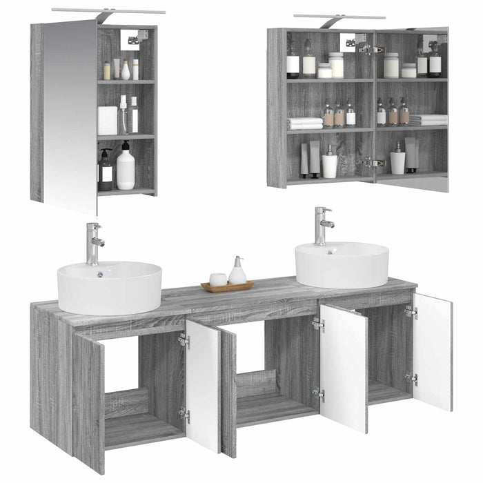 Set dulap baie 5 pcs Sonoma gri Lemn prelucrat WALTI