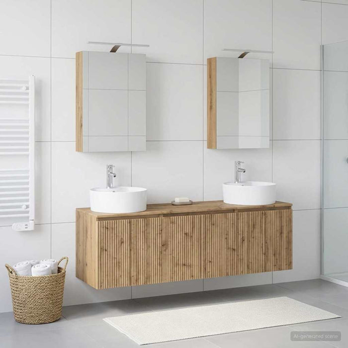 Set dulap baie 5 pcs Stejar Artizanal Lemn prelucrat WALTI
