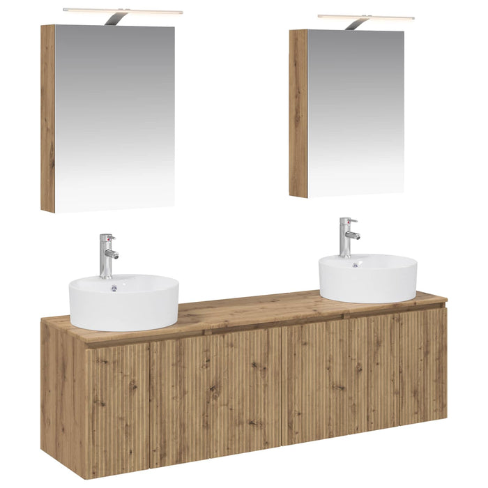 Set dulap baie 5 pcs Stejar Artizanal Lemn prelucrat WALTI