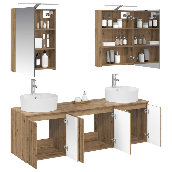 Set dulap baie 5 pcs Stejar Artizanal Lemn prelucrat WALTI