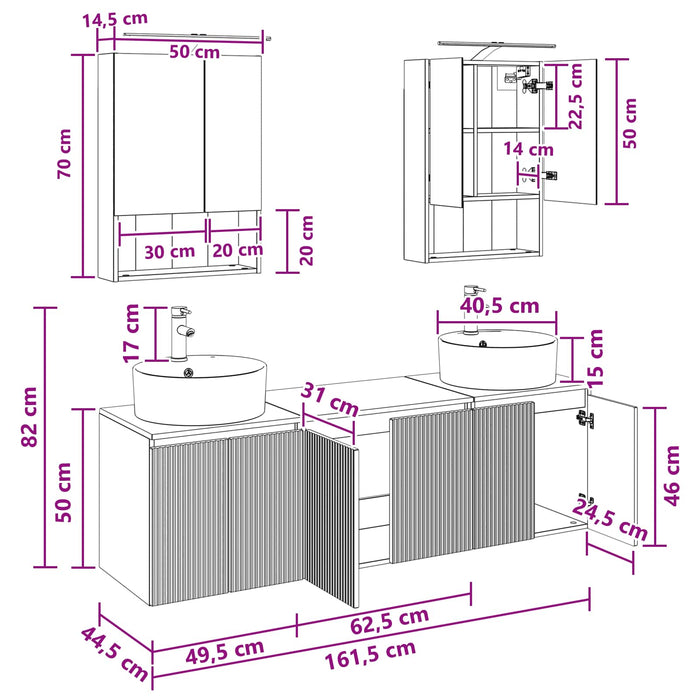 Set dulap baie 5 pcs Alb Lemn prelucrat WALTI