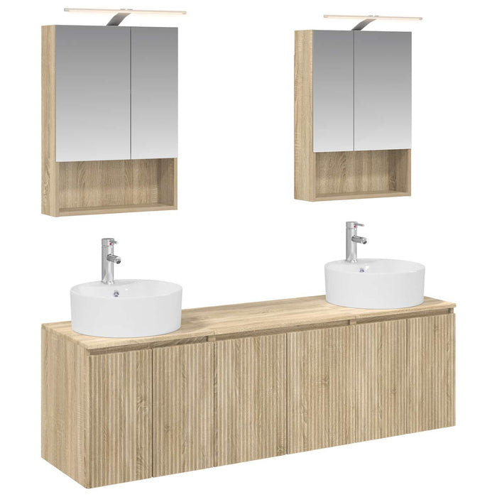 Set dulap baie 5 pcs Stejar Sonoma Lemn prelucrat WALTI
