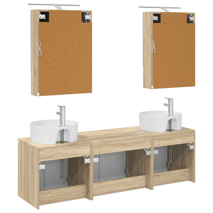 Set dulap baie 5 pcs Stejar Sonoma Lemn prelucrat WALTI