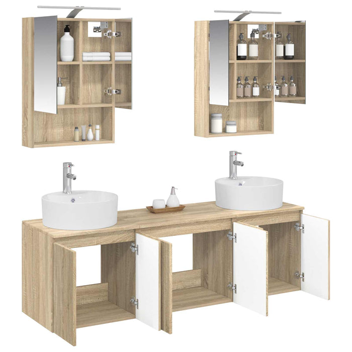 Set dulap baie 5 pcs Stejar Sonoma Lemn prelucrat WALTI