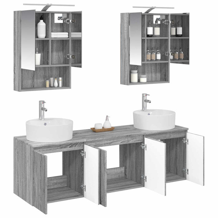 Set dulap baie 5 pcs Sonoma gri Lemn prelucrat WALTI