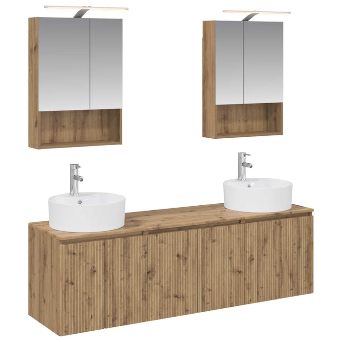 Set dulap baie 5 pcs Stejar Artizanal Lemn prelucrat WALTI