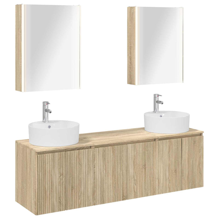 Set dulap baie 5 pcs Stejar Sonoma Lemn prelucrat WALTI
