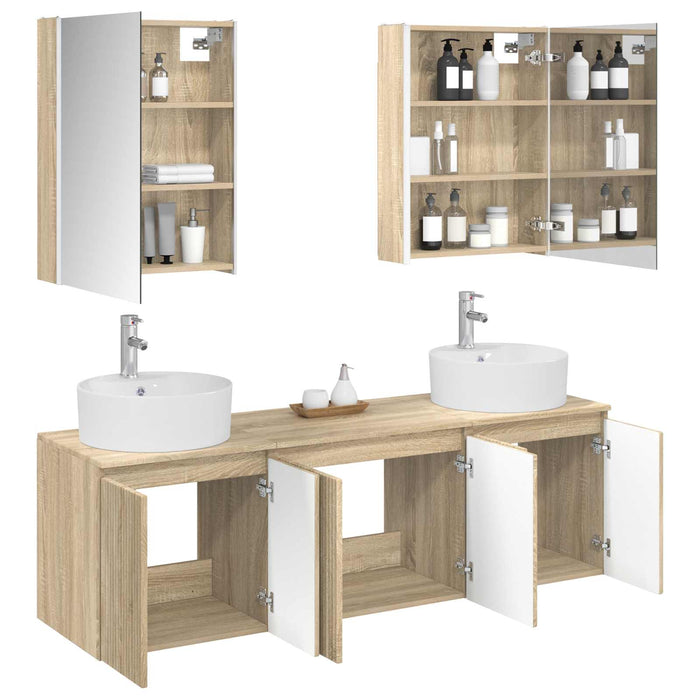 Set dulap baie 5 pcs Stejar Sonoma Lemn prelucrat WALTI