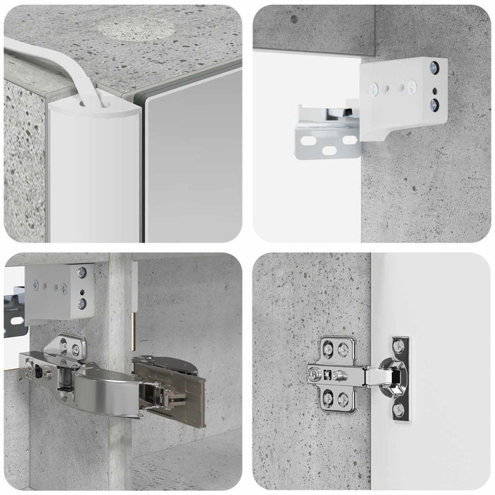 Set dulap baie 5 pcs Gri Beton Lemn prelucrat WALTI