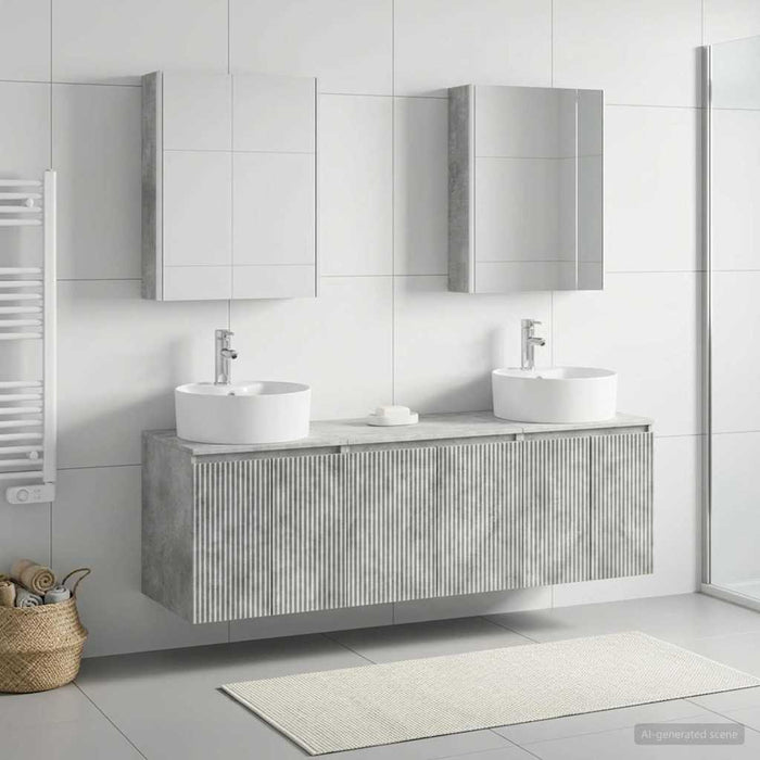 Set dulap baie 5 pcs Gri Beton Lemn prelucrat WALTI