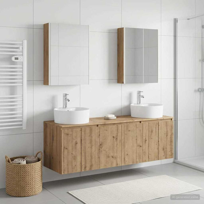 Set dulap baie 5 pcs Stejar Artizanal Lemn prelucrat WALTI