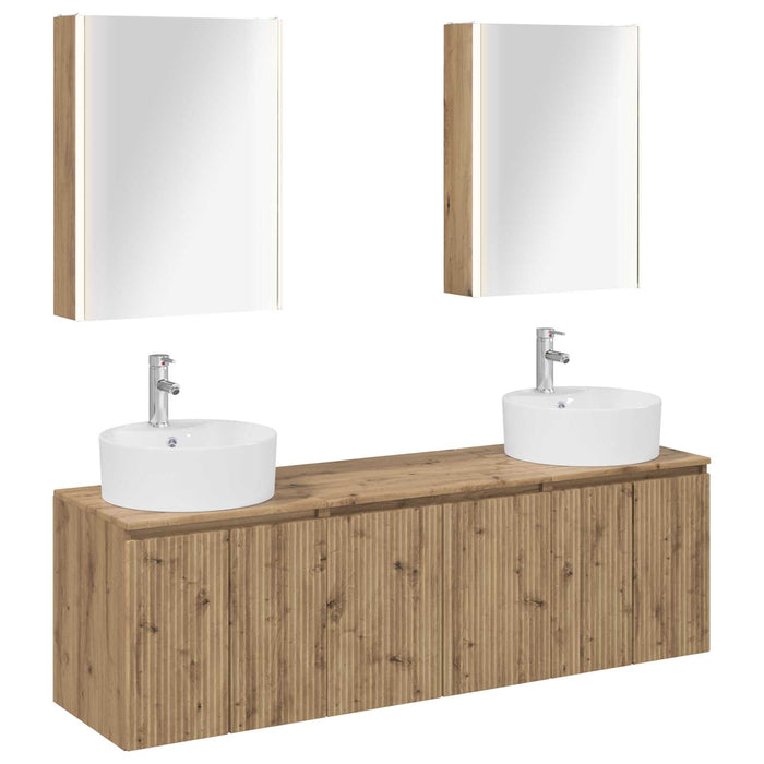 Set dulap baie 5 pcs Stejar Artizanal Lemn prelucrat WALTI