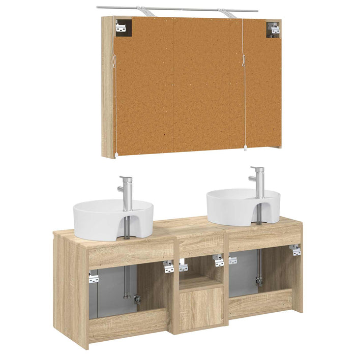 Set dulap baie 4 pcs Stejar Sonoma Lemn prelucrat WALTI