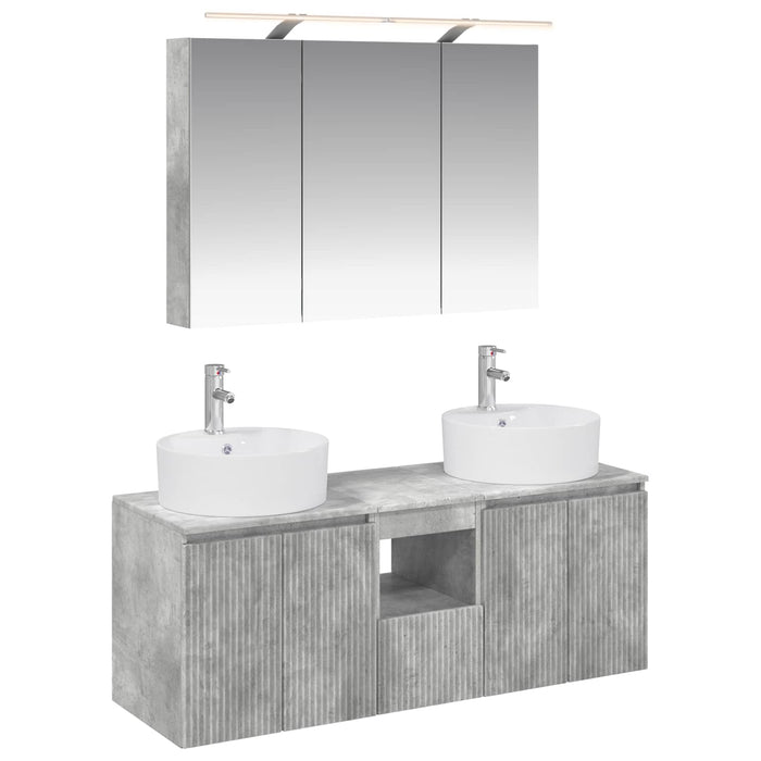 Set dulap baie 4 pcs Gri Beton Lemn prelucrat WALTI