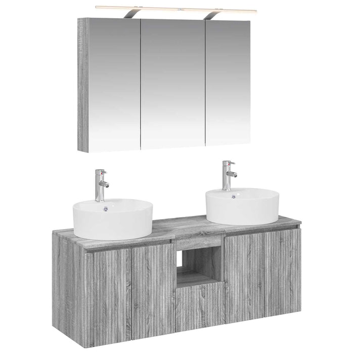 Set dulap baie 4 pcs Sonoma gri Lemn prelucrat WALTI