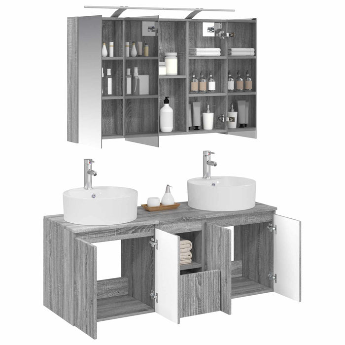 Set dulap baie 4 pcs Sonoma gri Lemn prelucrat WALTI