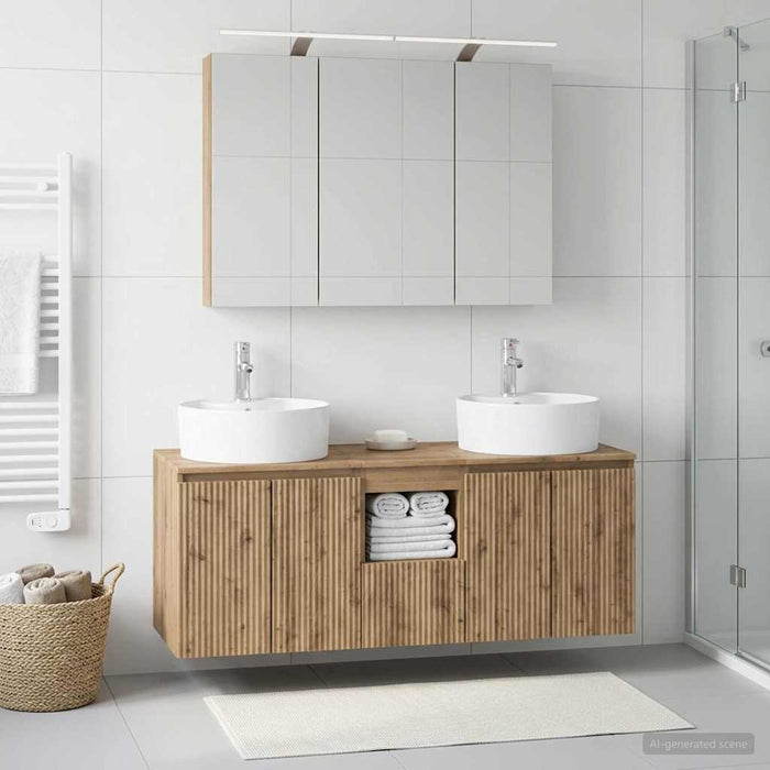Set dulap baie 4 pcs Stejar Artizanal Lemn prelucrat WALTI