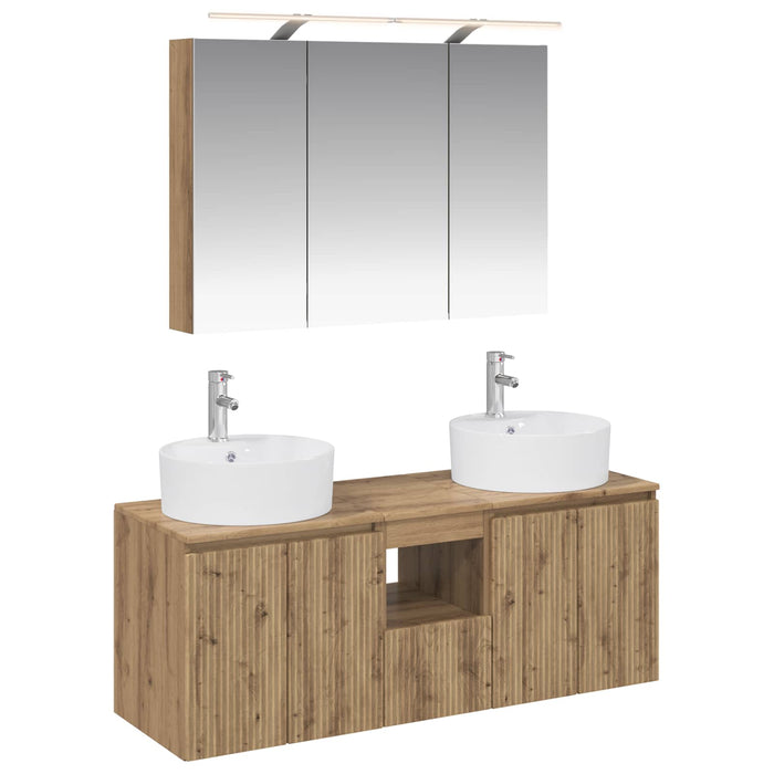 Set dulap baie 4 pcs Stejar Artizanal Lemn prelucrat WALTI