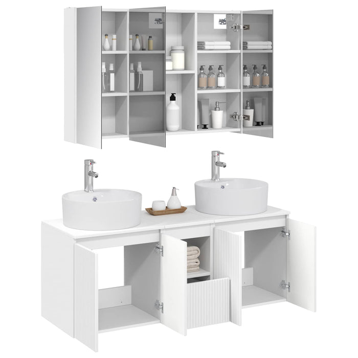 Set dulap baie 4 pcs Alb Lemn prelucrat WALTI