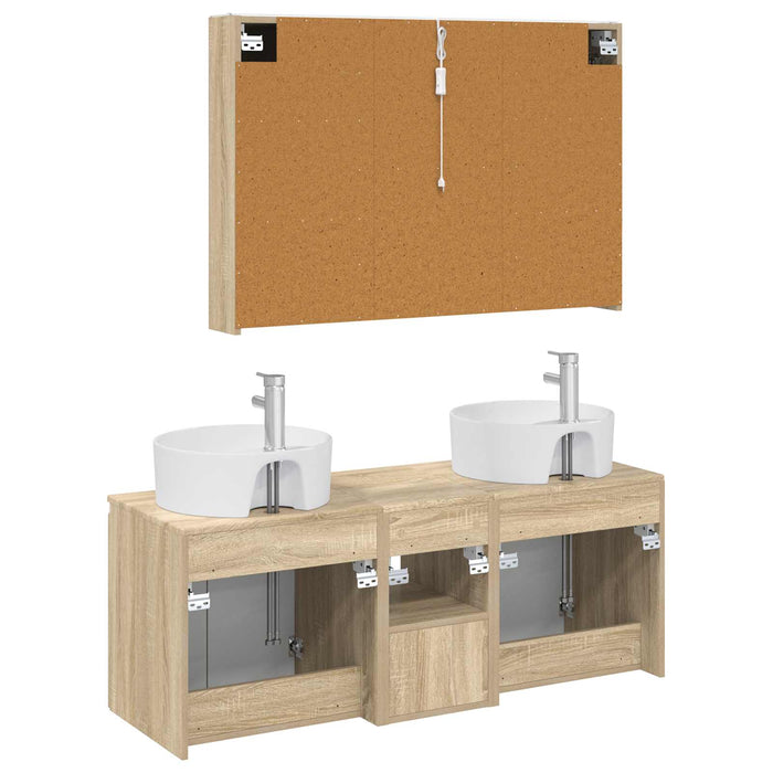Set dulap baie 4 pcs Stejar Sonoma Lemn prelucrat WALTI
