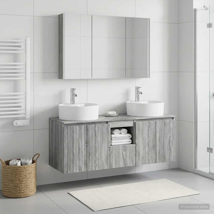 Set dulap baie 4 pcs Sonoma gri Lemn prelucrat WALTI