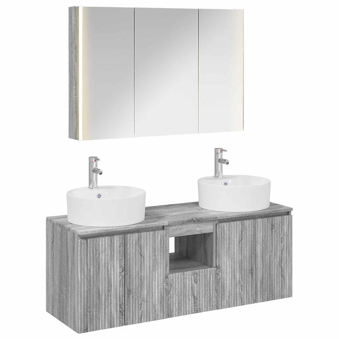 Set dulap baie 4 pcs Sonoma gri Lemn prelucrat WALTI