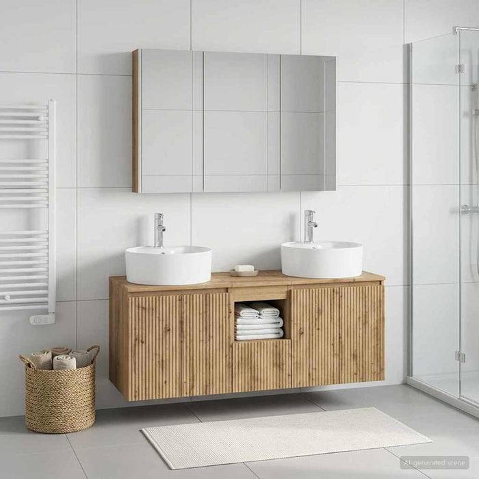 Set dulap baie 4 pcs Stejar Artizanal Lemn prelucrat WALTI
